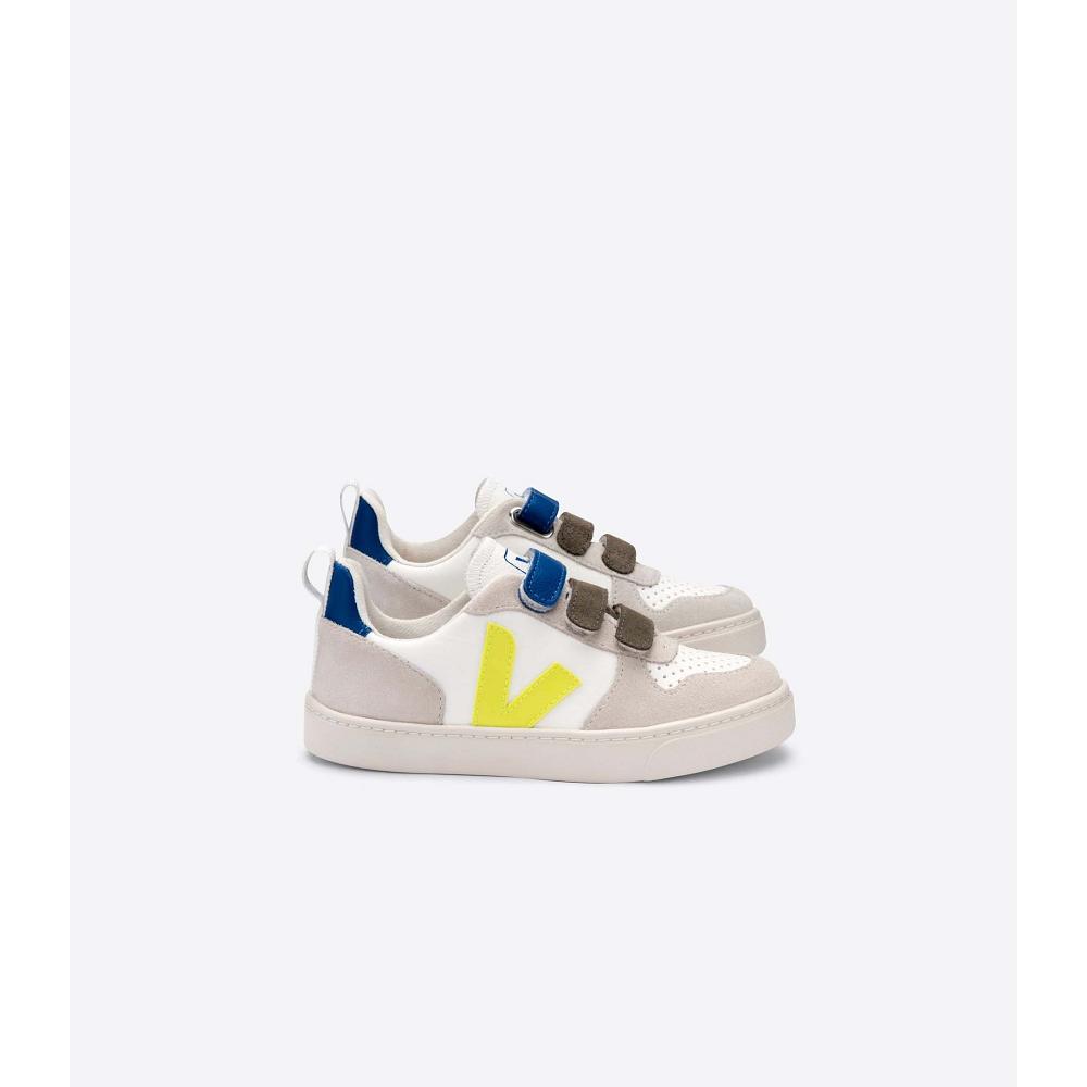 White/Blue Kids\' Veja V-10 X BONTON Sneakers | AU 843WNB